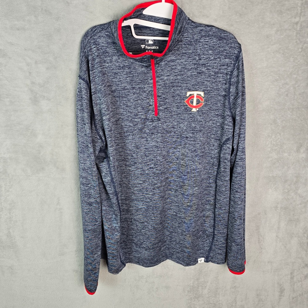 Fanatics‎ Minnesota Twins MLB Mens Medium Navy Blue Heather Quarter Zip Pullover